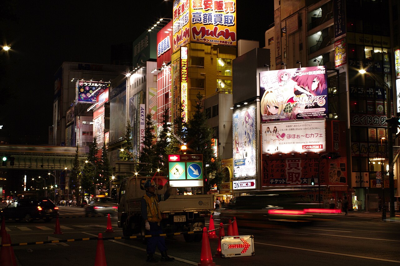 Anime billboards and signage in Akihabara Tokyo