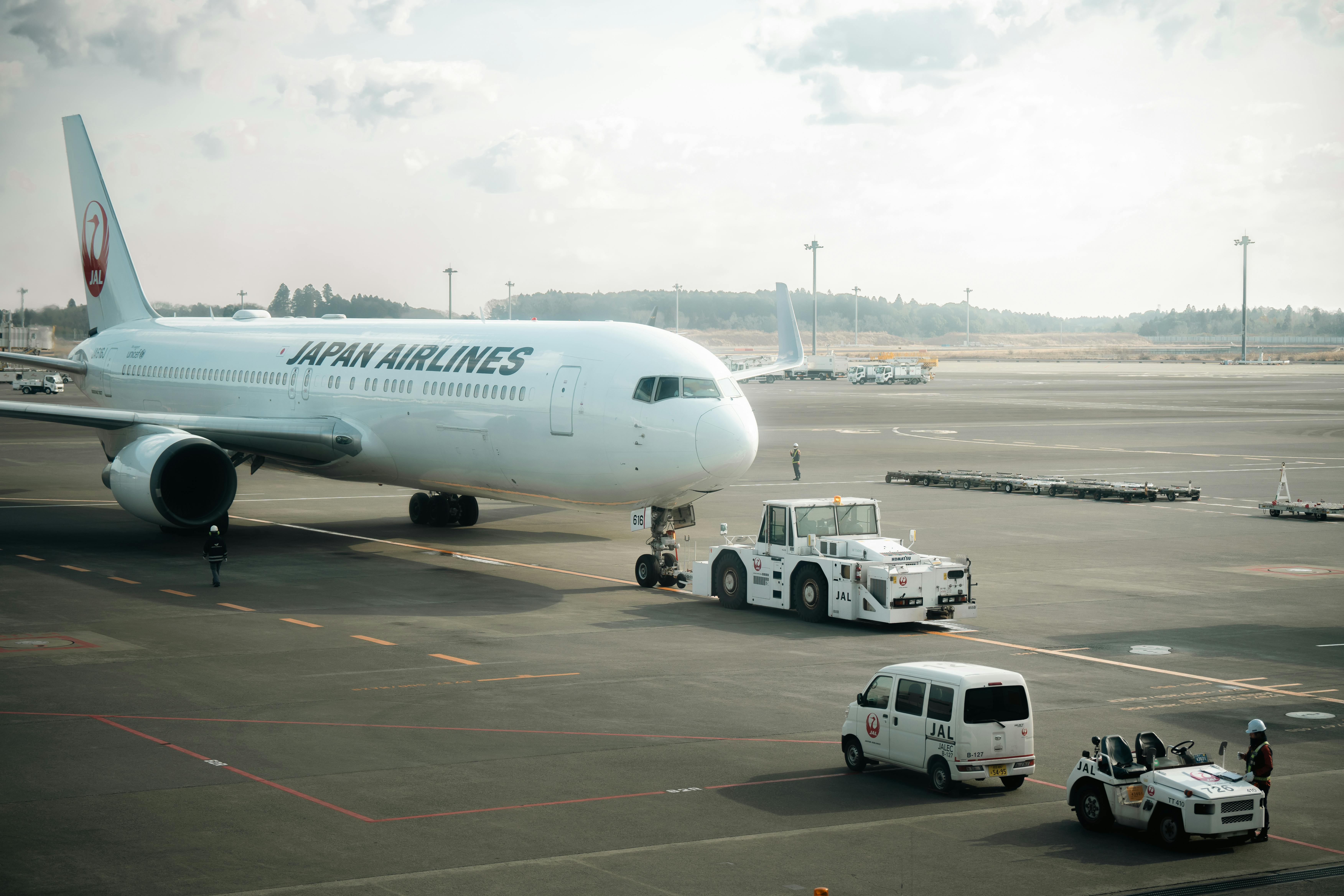 Japan Airlines aircraft stationed on the tarmac