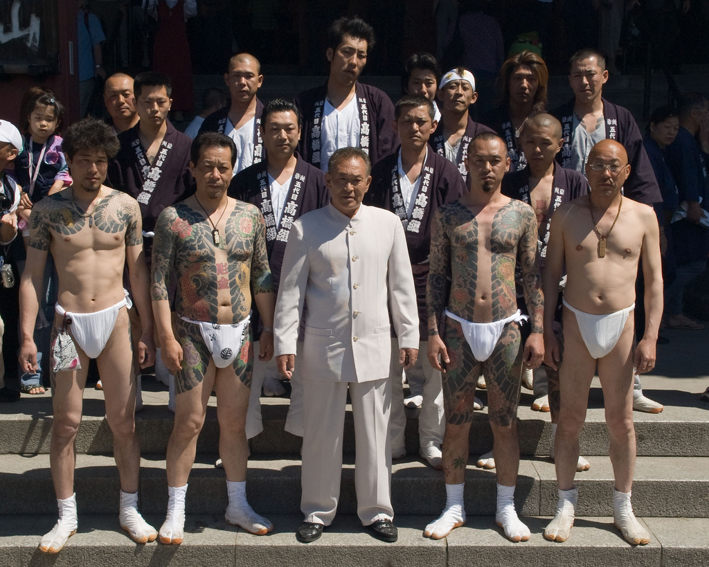 Tattooed man known as Marukin at Sanja Matsuri in Asakusa