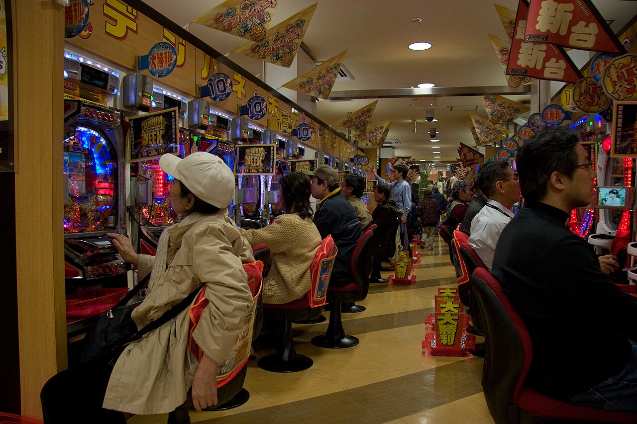 Interior of a modern Japanese pachinko parlor