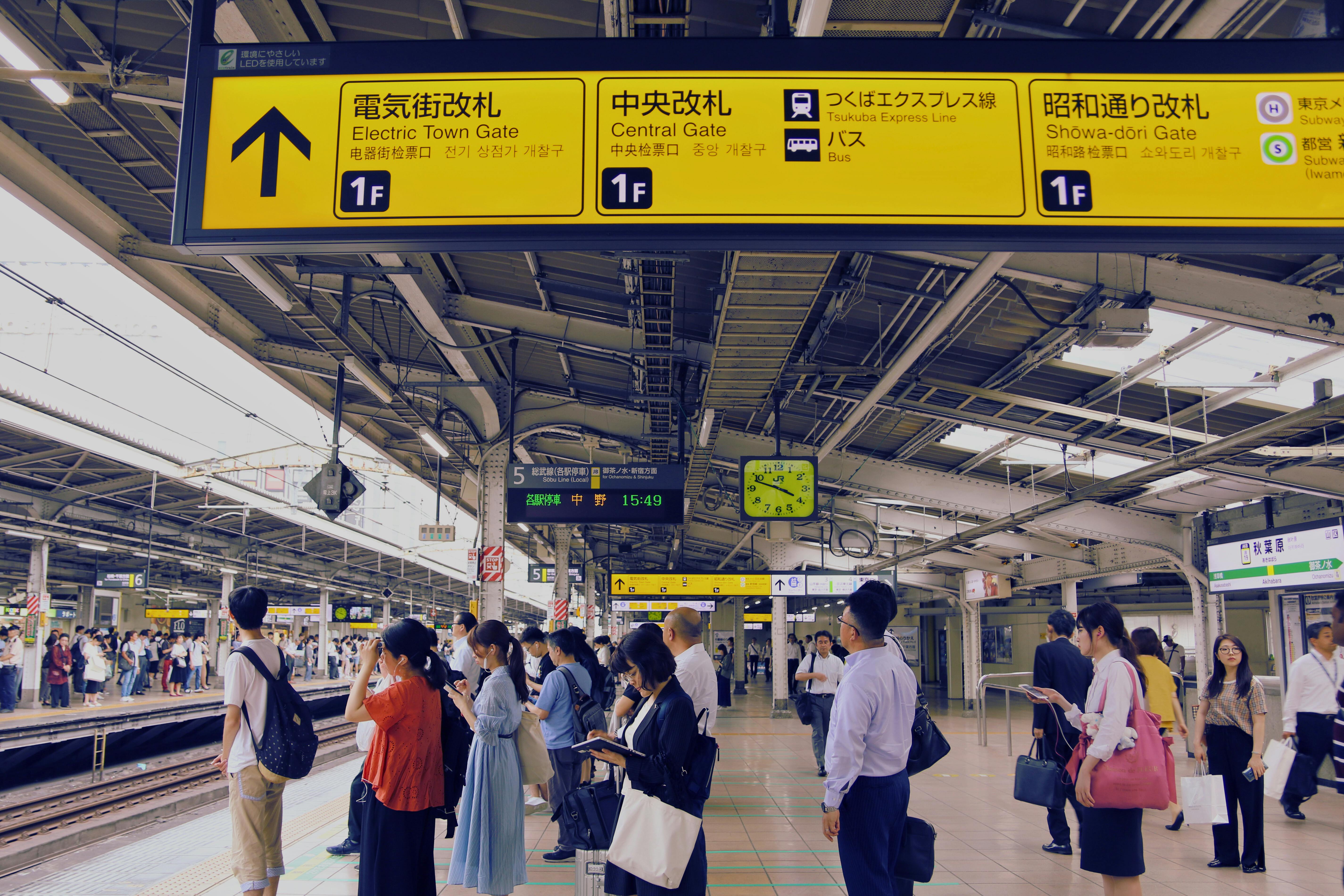 Tokyo train station commuters