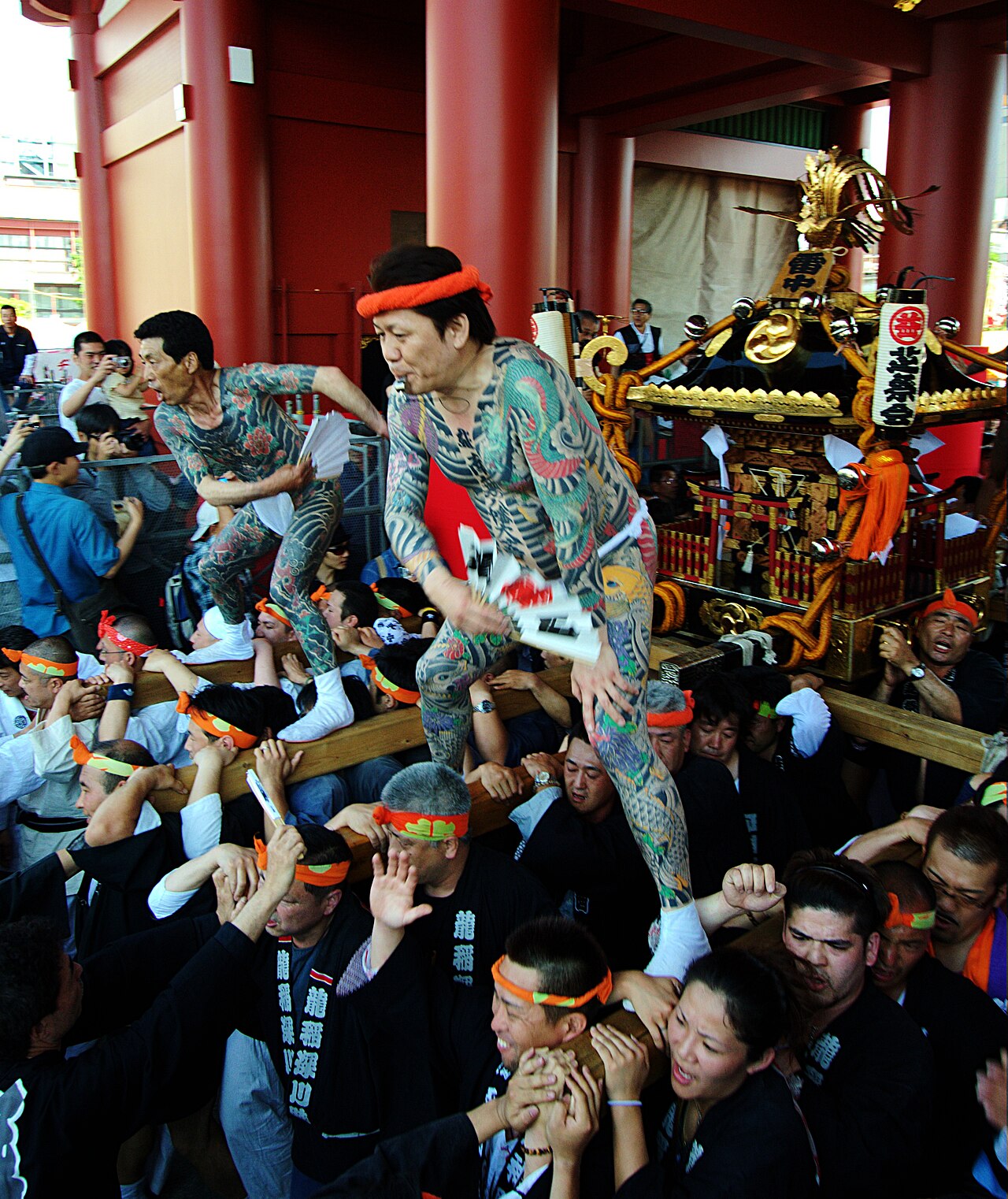 Second shot of yakuza members at Sanja Matsuri in Asakusa
