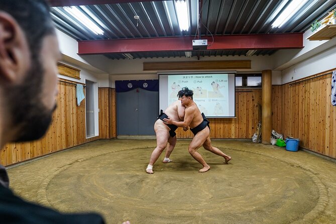 Authentic Sumo Experience in Tokyo: Enter the Sanctuary - Trying the exercises and entering the ring