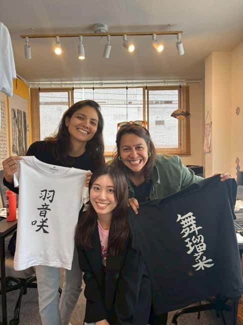 Calligraphy & print your calligraphy on a T-shirt. - Thirty minutes of practice on thin paper