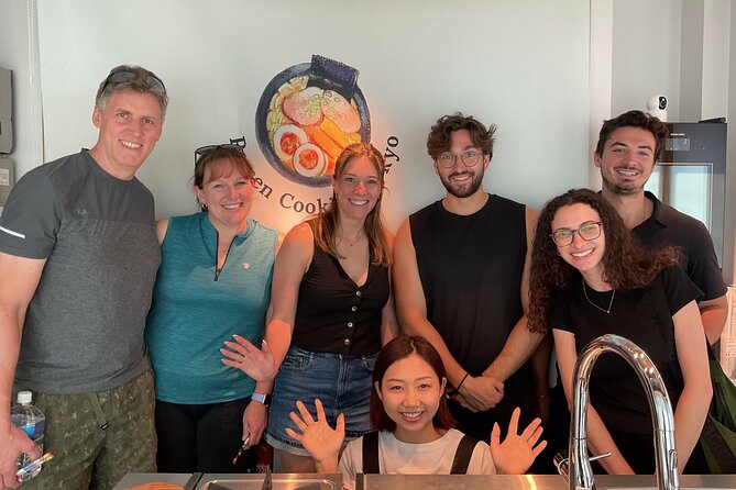 Cozy Tokyo Class: Ramen, Sushi, Sake Pairing & Cultural Exchange - Cooking ramen and sushi in a four-person setting