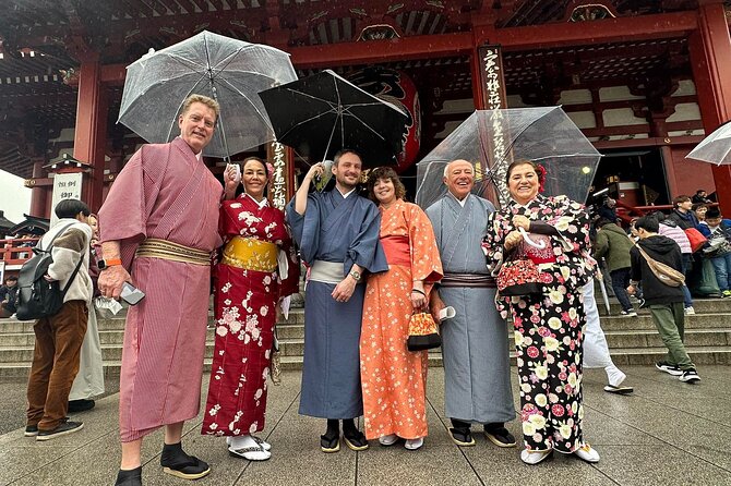 Kimono and Tea Ceremony in Asakusa Private Food Tour With Guide - Getting dressed for Asakusa