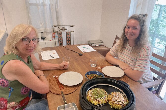 Small-Group Osaka-Style Okonomiyaki Cooking Class - Sitting down for itadakimasu