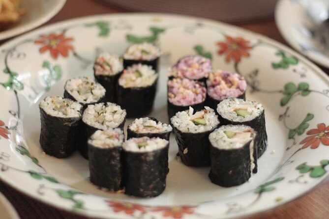 Small Group Sushi roll and Tempura Cooking Class in Nakano - Sitting down for itadakimasu