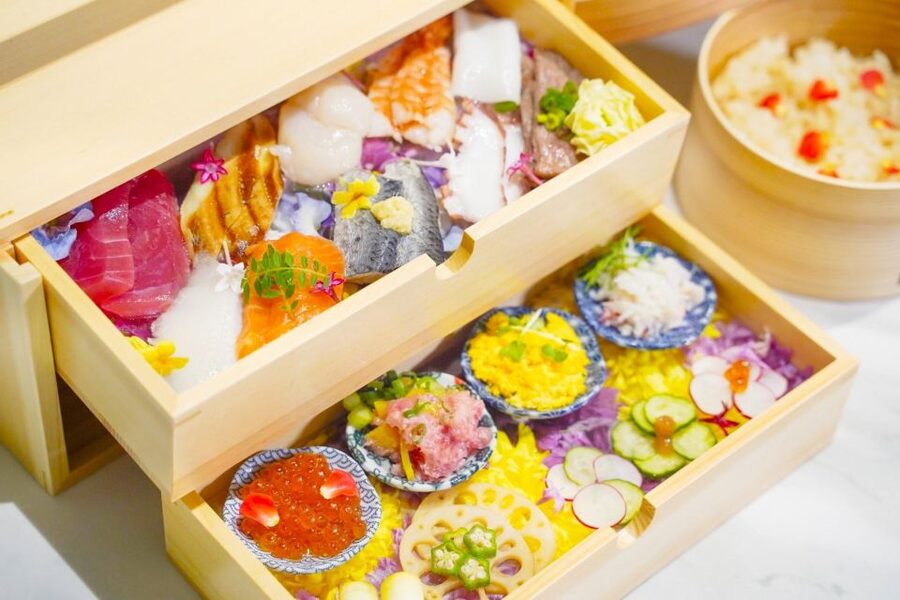 Sushi making experience in Shinjuku, Tokyo - Making temari sushi in a flower-filled Shinjuku cafe