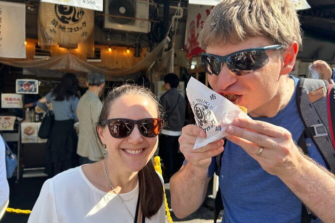 Tokyo Tsukiji Fish Market Food Tour: 15 Stops & Walk Local Street - Spending 90 minutes in Tsukiji Jogai Market